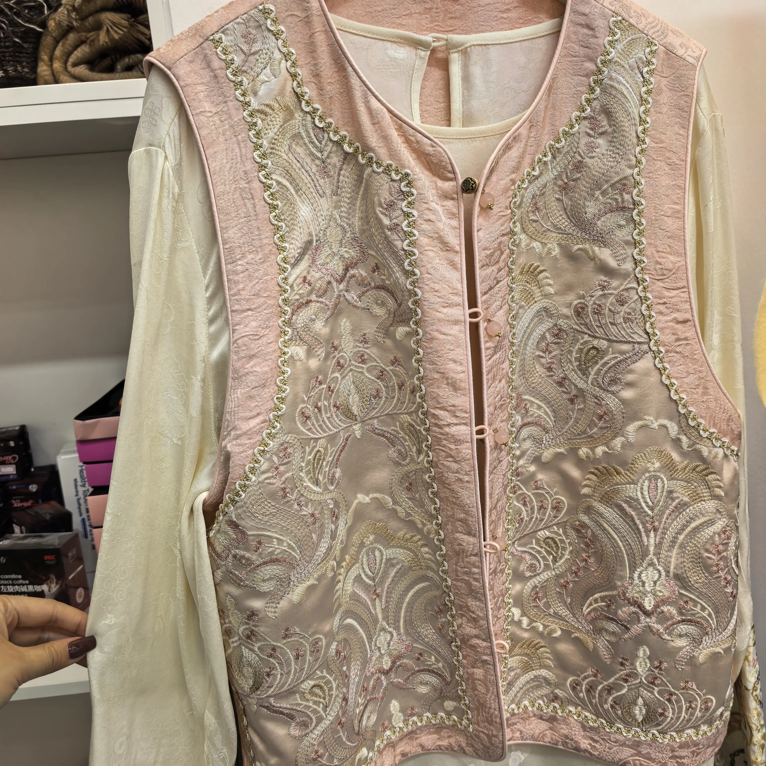 新中式国风重工刺绣春秋可两面穿女式马甲