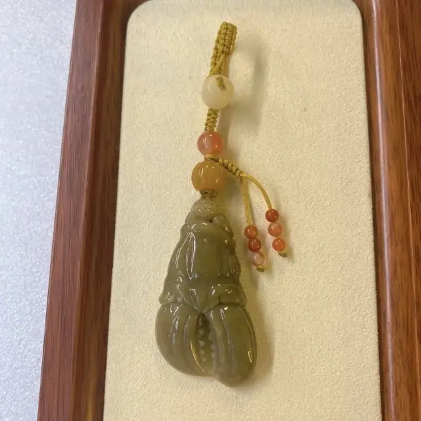 天然翡翠，黄翡蟹钳，钥匙扣