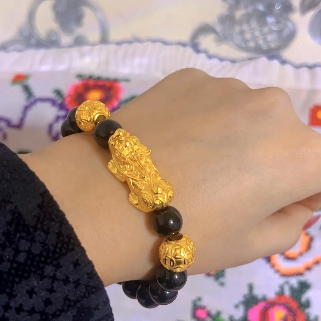 铜合金手链 铜合金亚克力 铜合金貔貅金色黑色不褪色