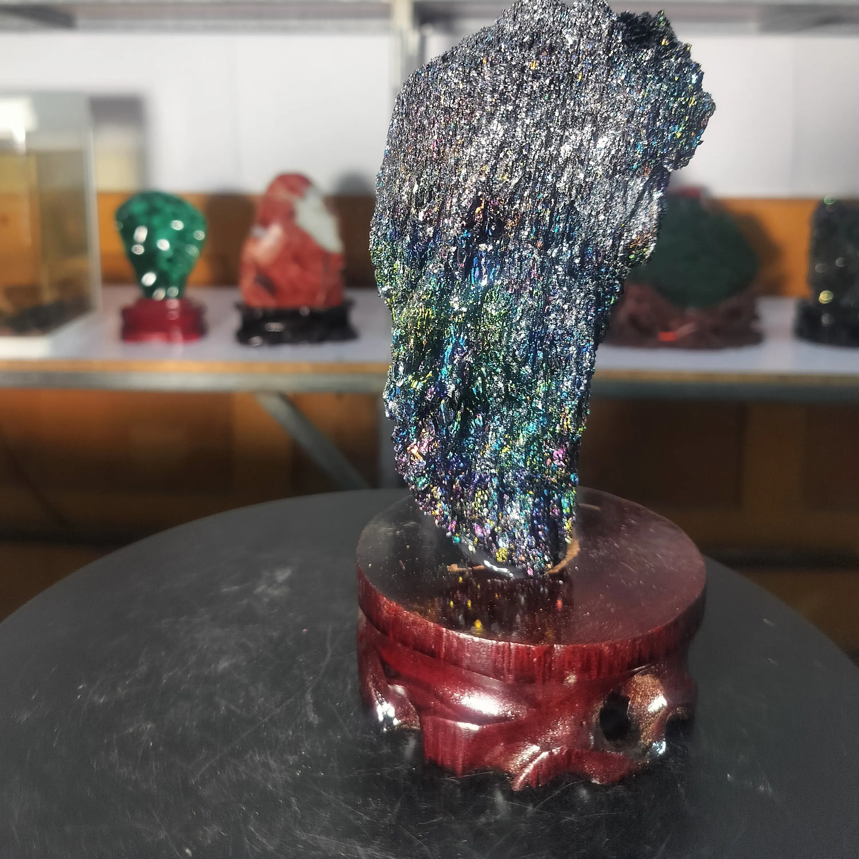 创意玄关饰品天然七彩矿石原石水晶炫彩晶体家居厅堂