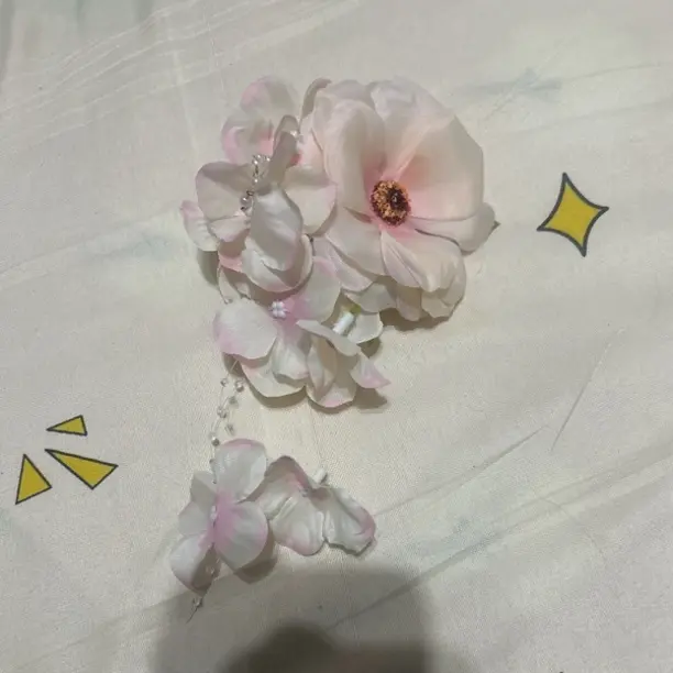 高级感纯欲粉花朵流苏发夹女ins风超仙头饰