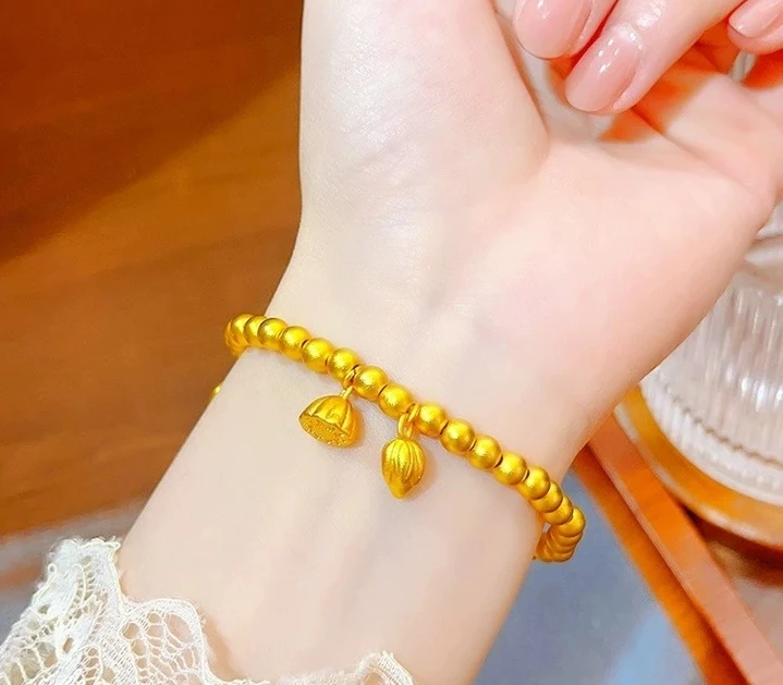 铜合金手链 两世欢莲蓬莲藕转运珠轻奢小众百搭串珠手饰饰品简约