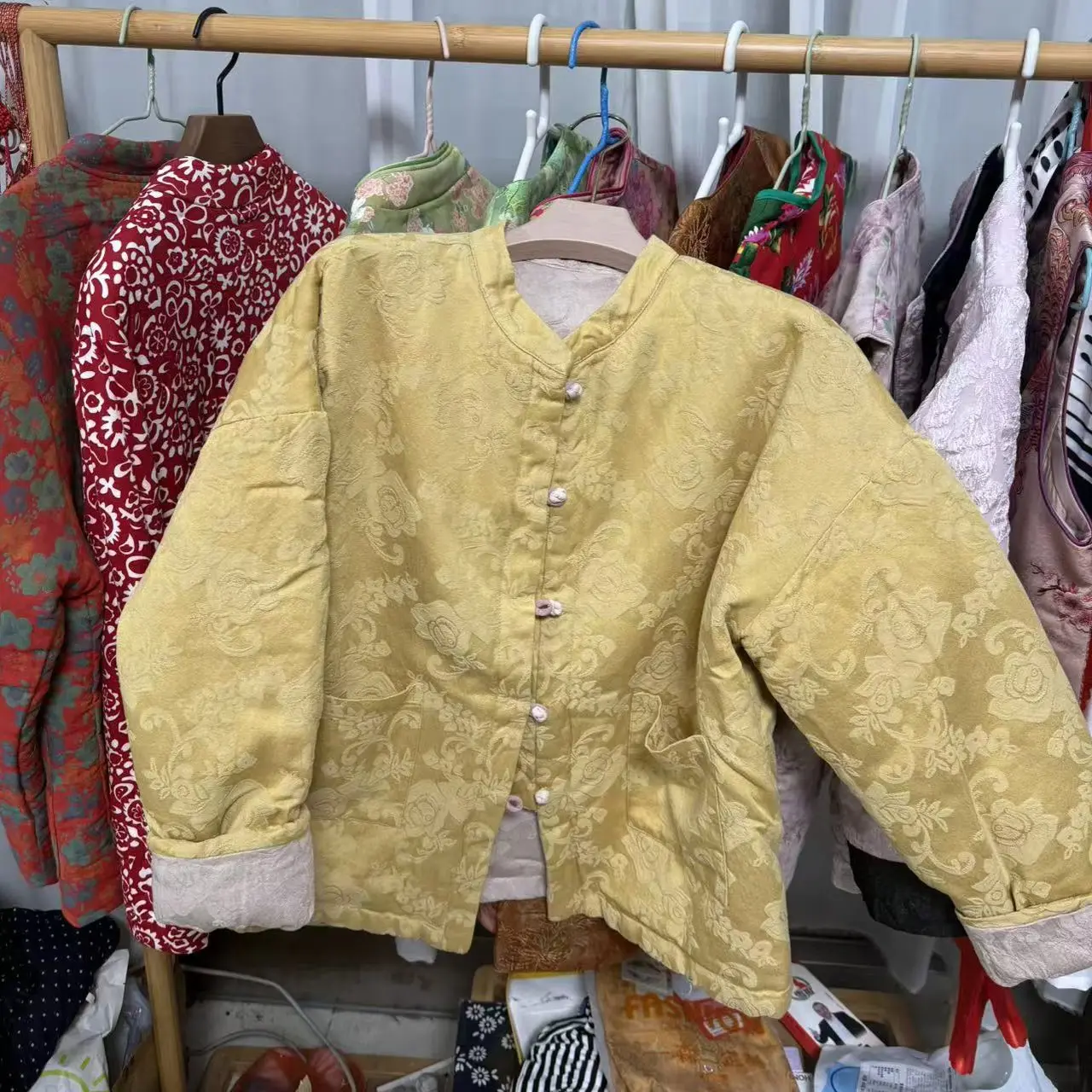 新疆长绒棉填充落肩立领宽松双面穿冬季棉服外套