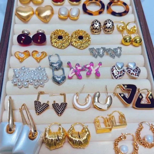 合金耳饰 合金树脂耳饰 复古风格气质百搭耳钉