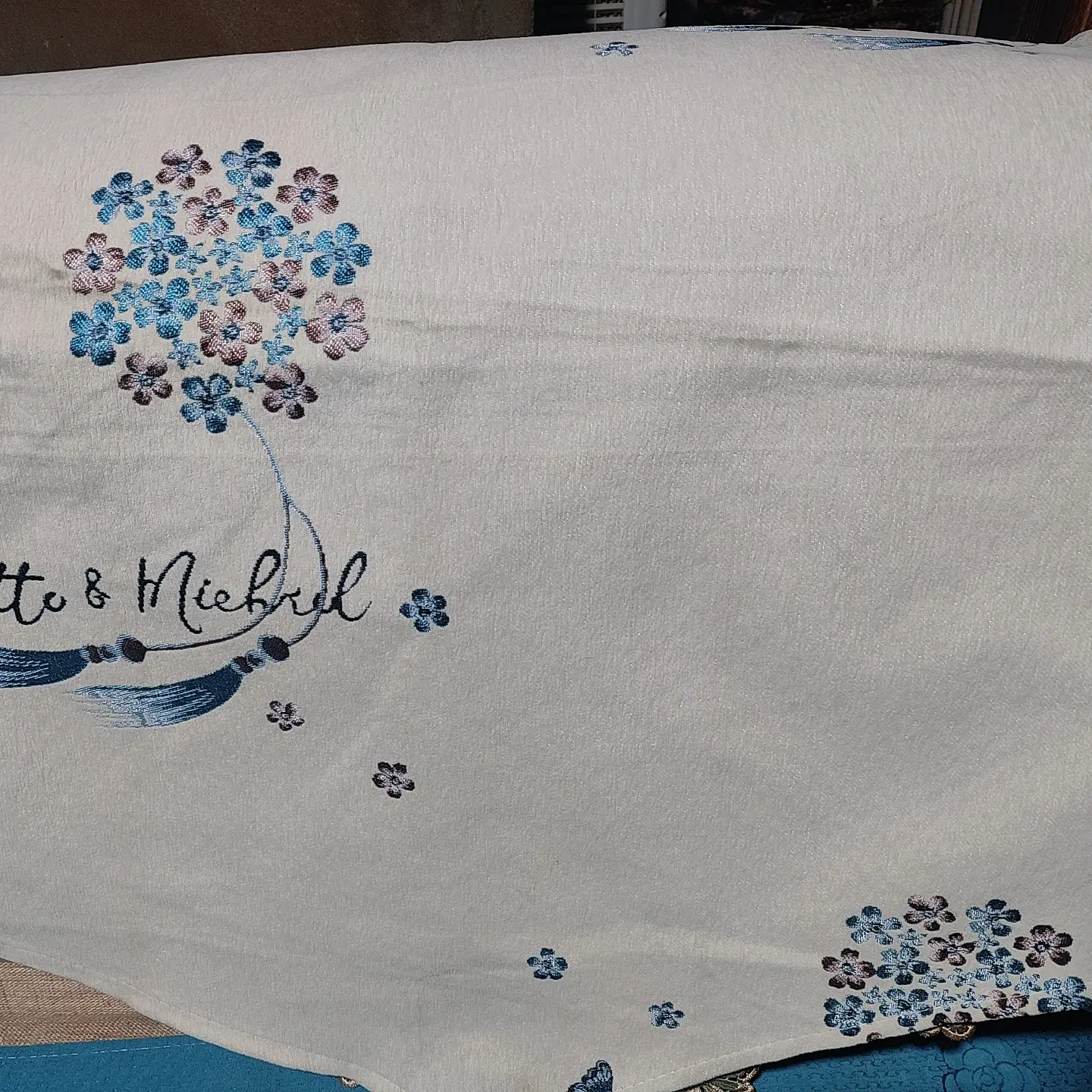 雪尼尔沙发后背巾，米