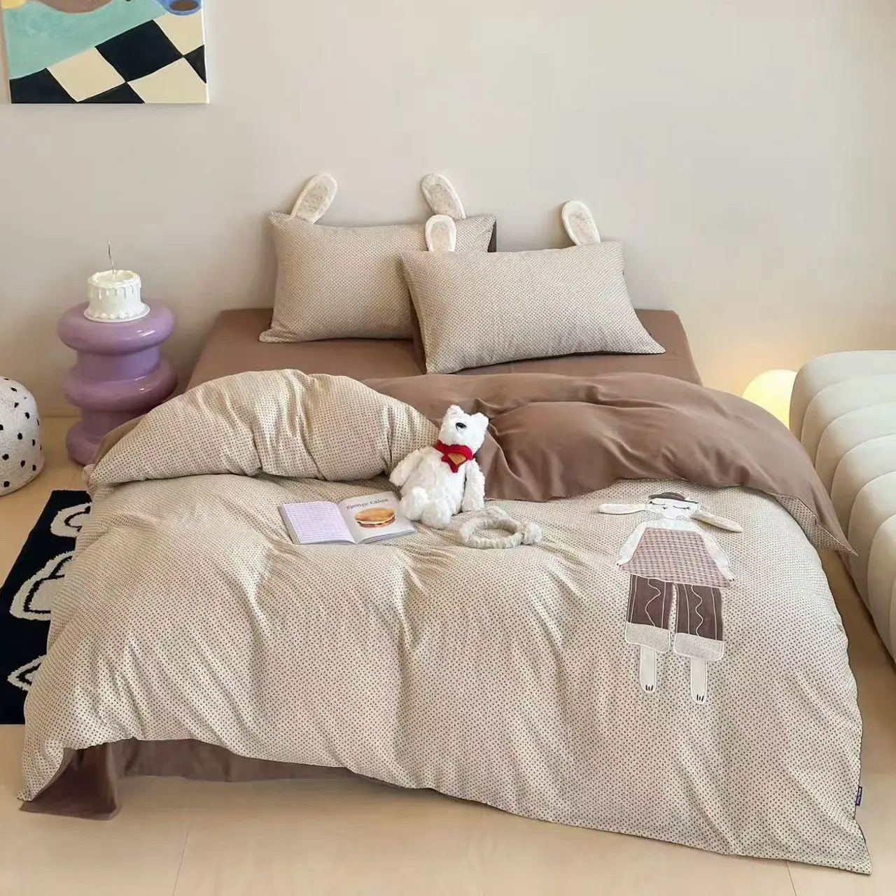 原创设计全棉双层纱贴布绣被芯