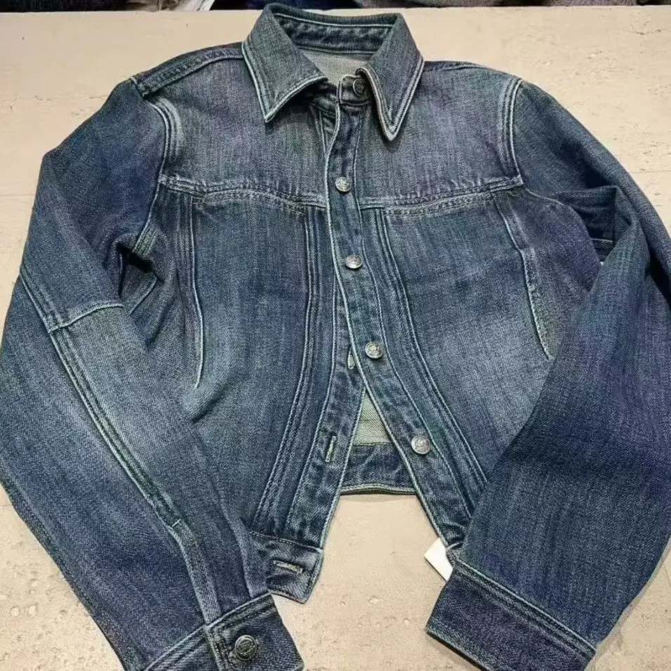 秋季韩系复古短款翻领牛仔外套女时尚休闲百搭春秋