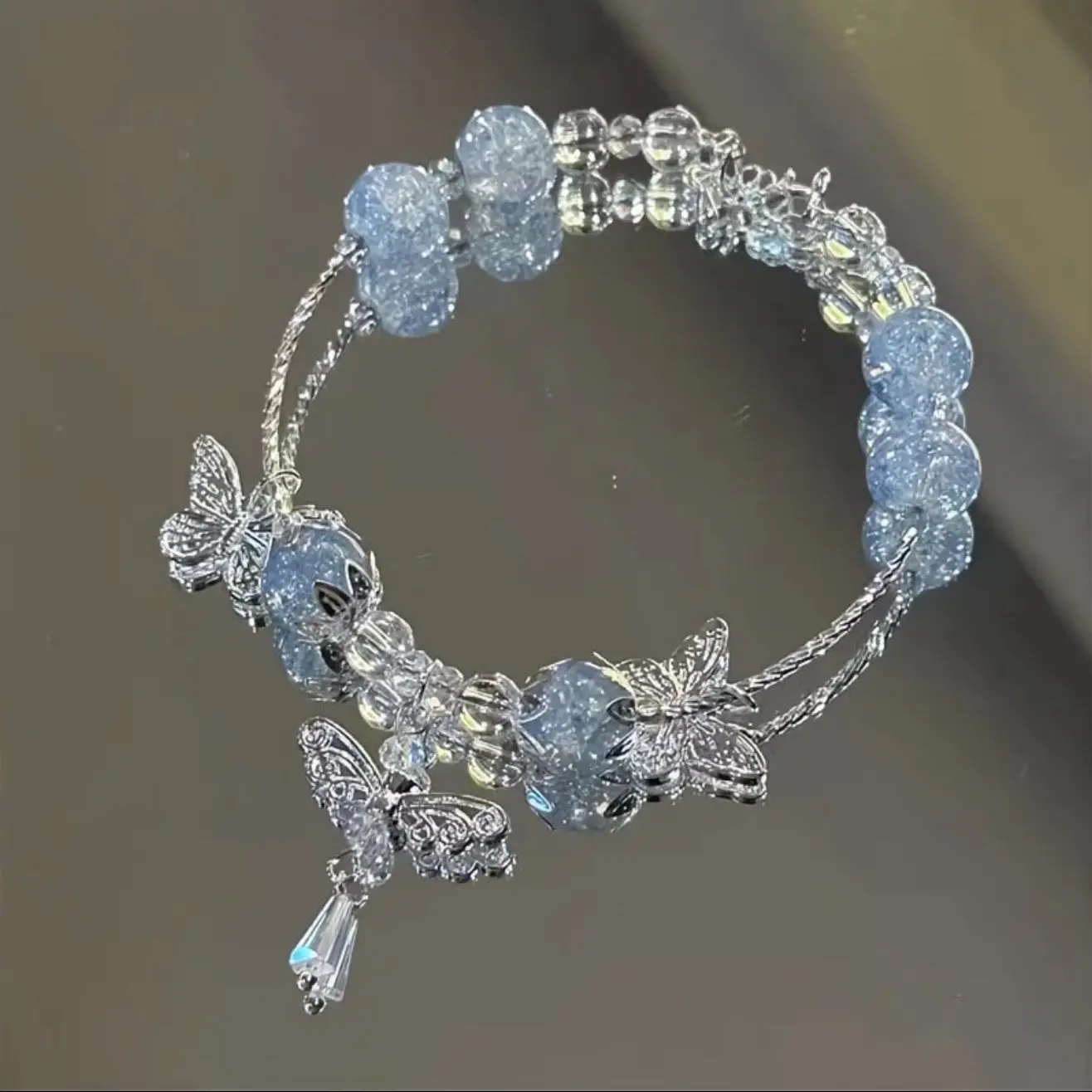 合金仿水晶手链 合金蝴蝶 新中式时尚超仙学生闺蜜手饰