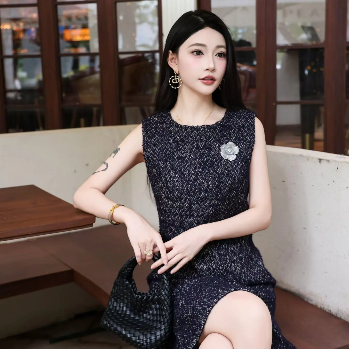 彬彬家小香风轻奢收腰显瘦气质名媛连衣裙背心裙807