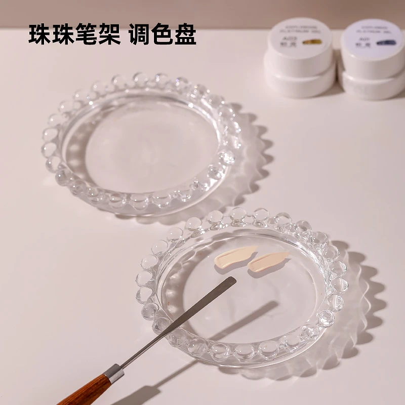 日式美甲调色盘笔架云朵拍摄道具作品展示拍照工具圆盘亚克力笔架