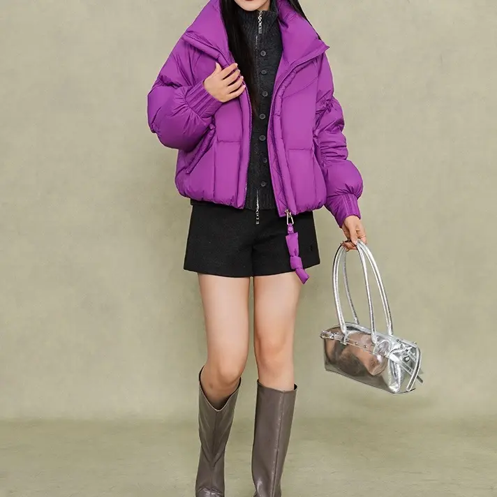 她之蝶冬25新款白鸭绒短款立领时尚减龄百搭2254175