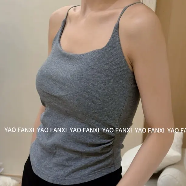 【瑶瑶自留】秋冬磨毛加厚带胸垫美背吊带背心女内搭修身显瘦打底