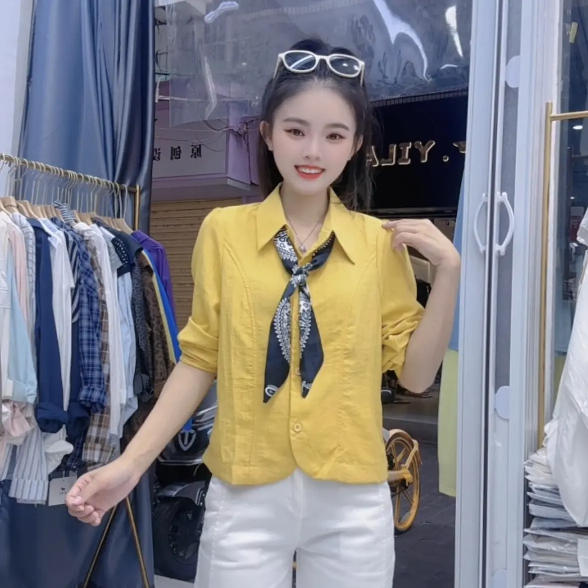 《盈盈家》时尚长袖百搭收腰设计感秋季衬衫