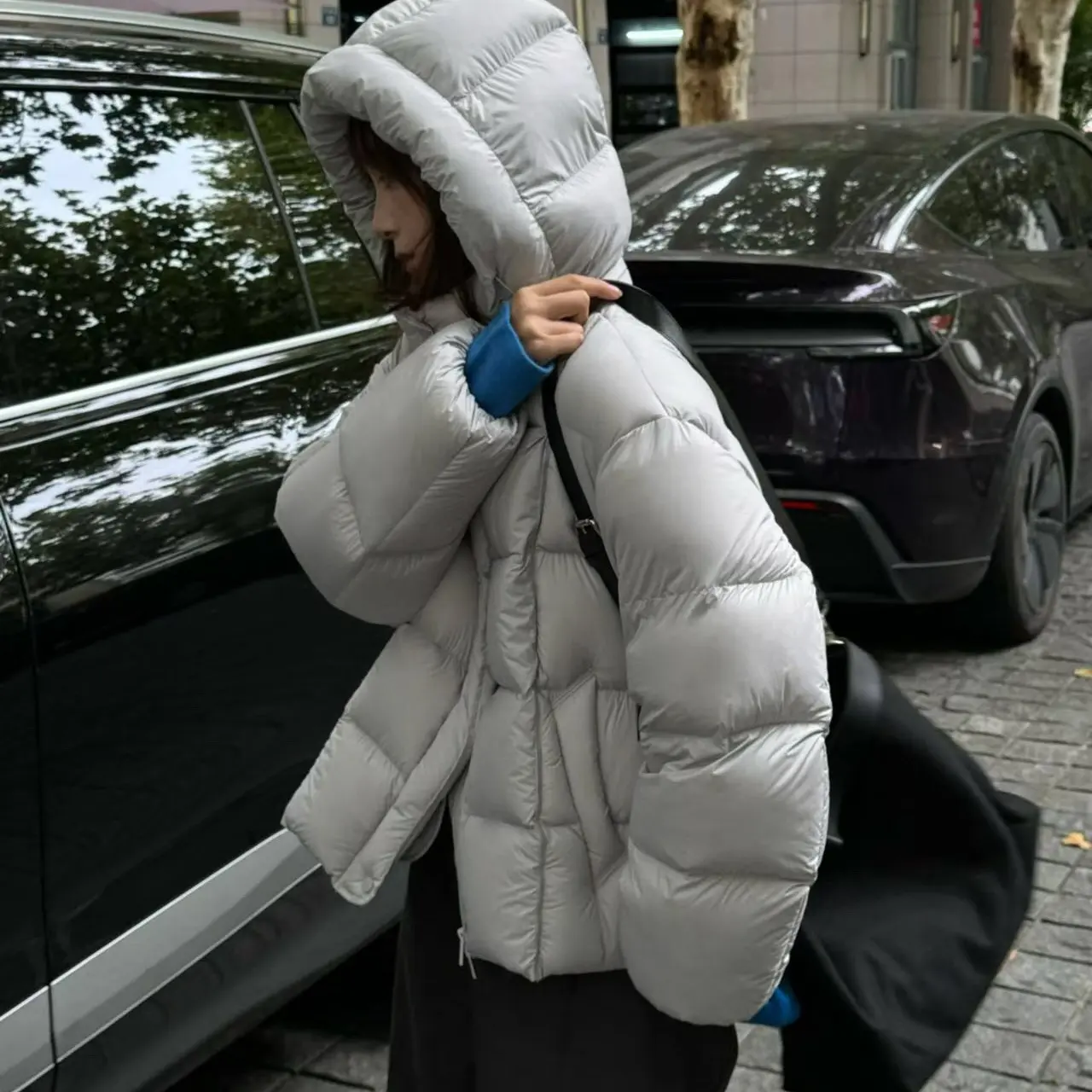 冬季新款韩系简约白鸭绒短款保暖泡芙羽绒服外套