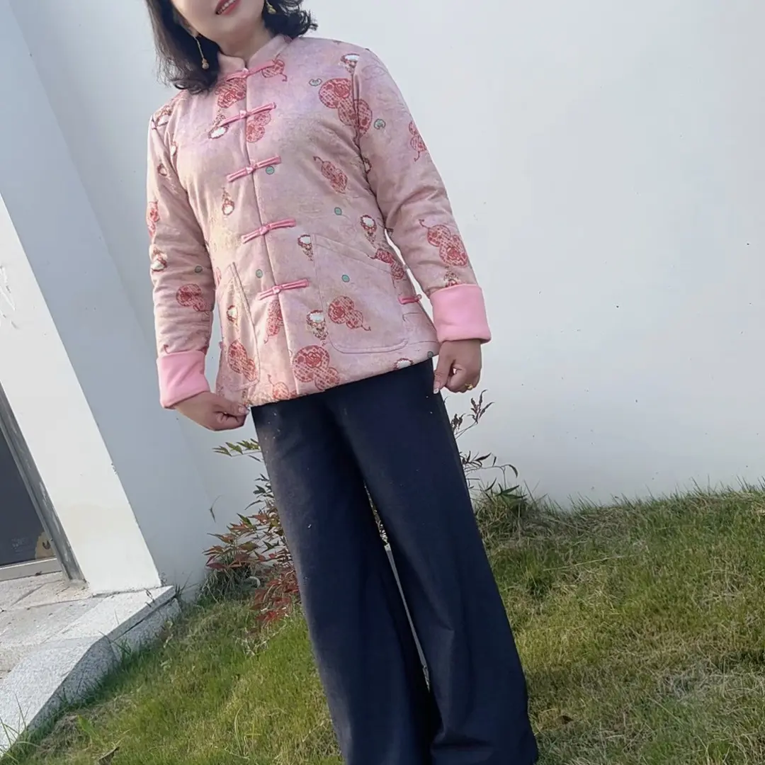 新中式国风盘扣加厚中老年冬季棉服复古气质外套