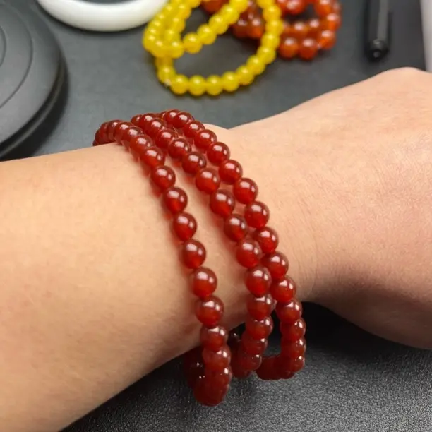 高冰红玛瑙多圈手串108颗气质知性