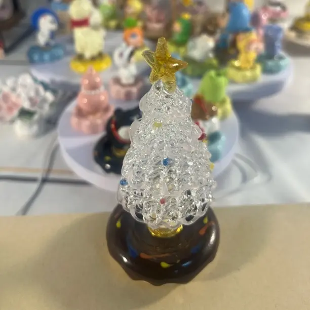 转转琉璃可旋转圣诞树摆件可爱治愈装饰品