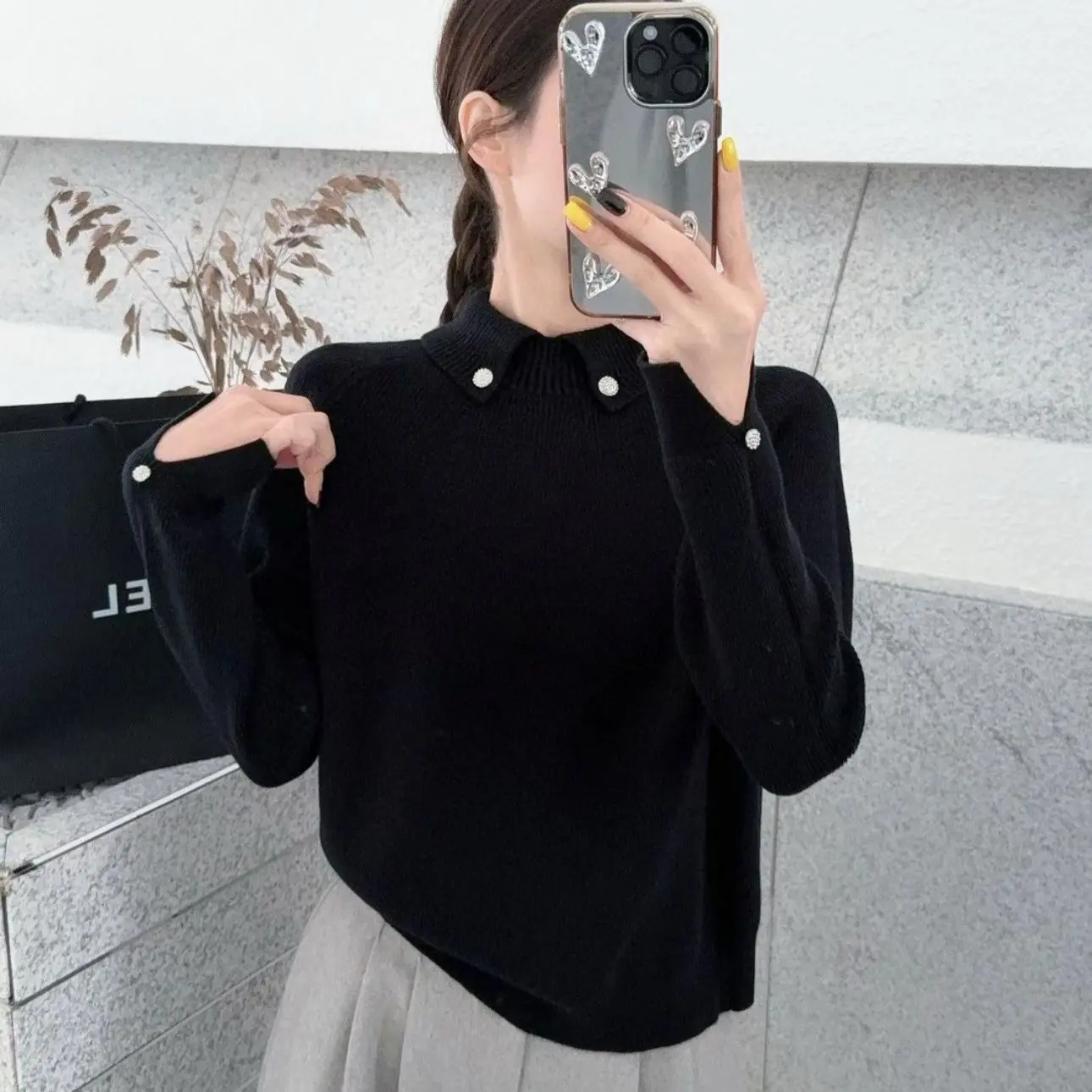 高级感翻领宽松显瘦针织衫女秋冬百搭时尚毛衣