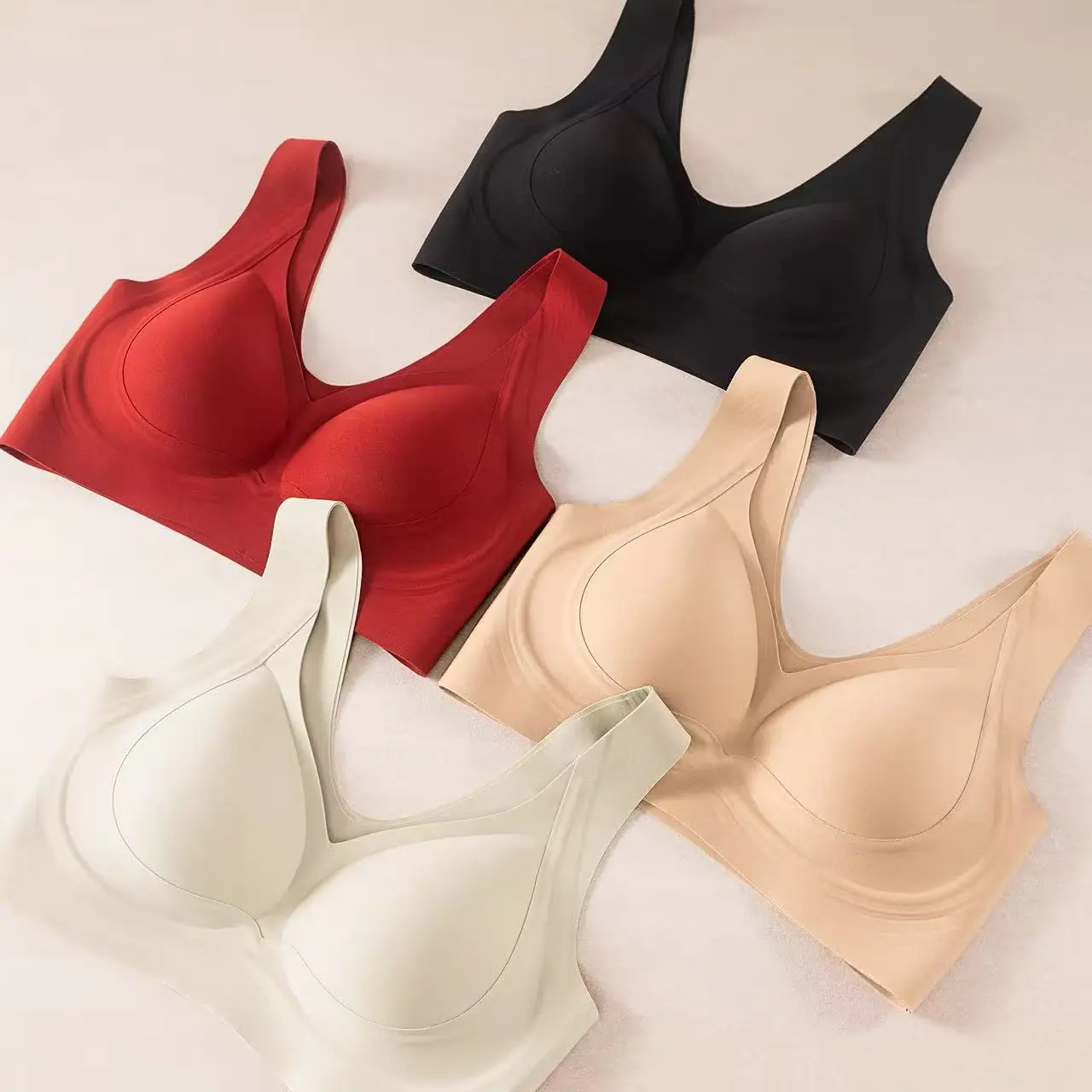 女士无痕美背舒适套头文胸（无钢圈）