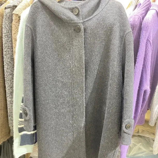 双面呢大衣女中长款连帽宽松加厚保暖韩版气质秋冬外套