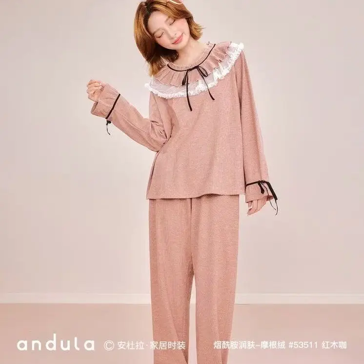 春秋冬季长袖长裤韩版甜美时尚家居服