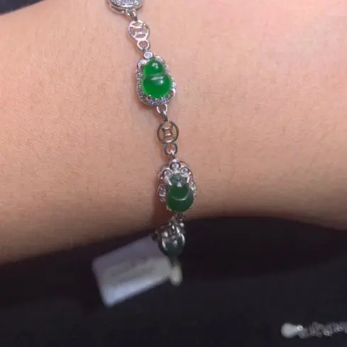 天然翡翠A货葫芦手链