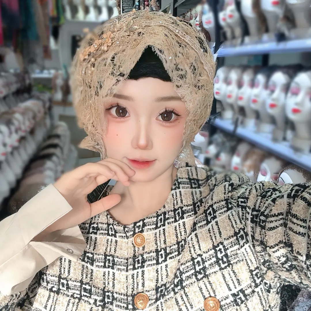 香槟色枫叶帽·网红时尚百搭秋冬日系文艺蕾丝编织透气韩版