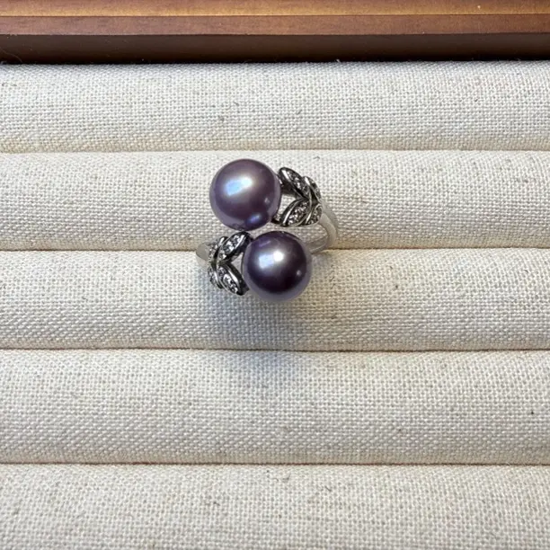 925银合成锆石银制品 MUZI＊原创天然9mm妖紫色S925银戒指重工镶嵌