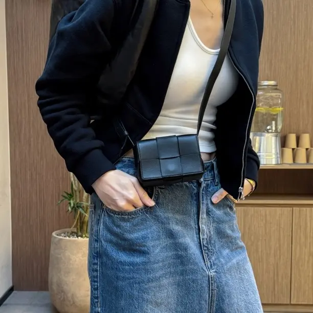 95新 BOTTEGA VENETA/葆蝶家 發發中古·bv mini 6格豆腐包斜挎包