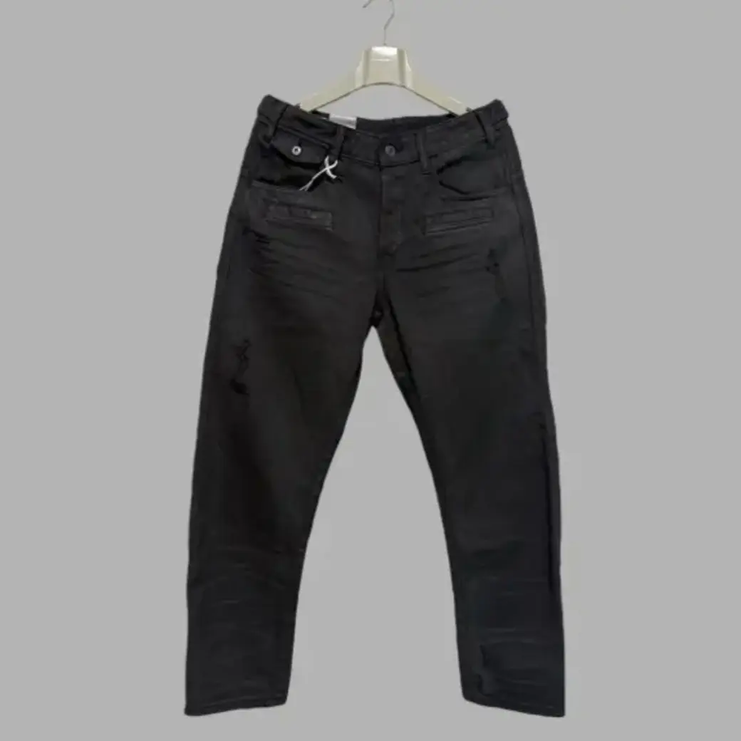 GS秋冬涂层3D立体剪裁直筒男士牛仔裤