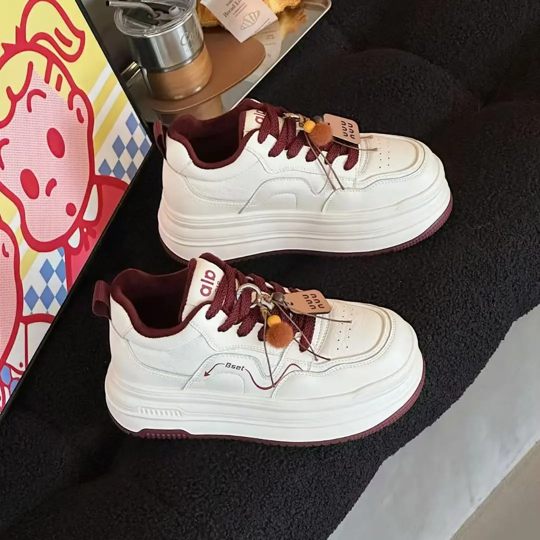 厚底增高小白鞋加绒秋冬季舒适软底休闲鞋时尚百搭轻便面包鞋