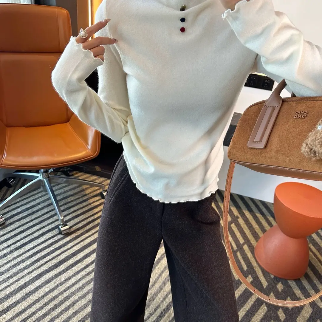 秋冬新款多色半高领时尚百搭套头修身加厚长袖针织打底衫女