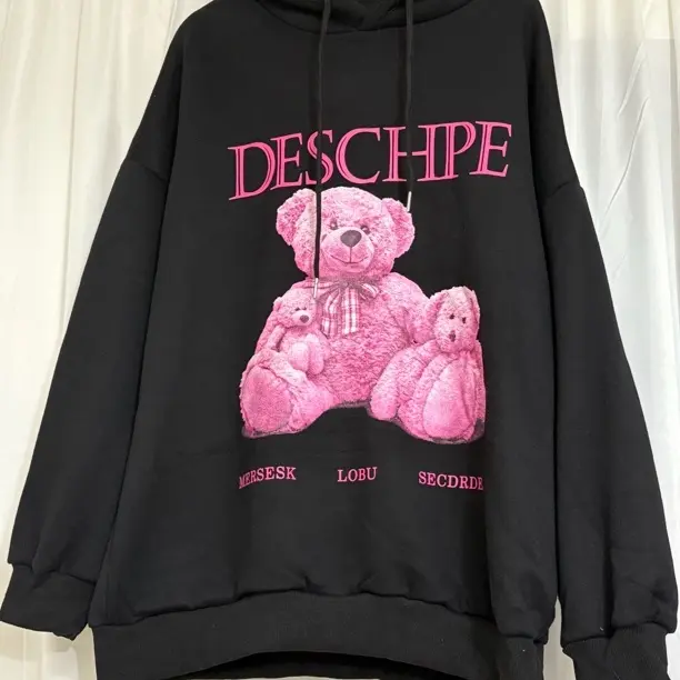 韩系卡通加绒加厚羊羔绒连帽卫衣女秋冬宽松保暖套头外套小个子