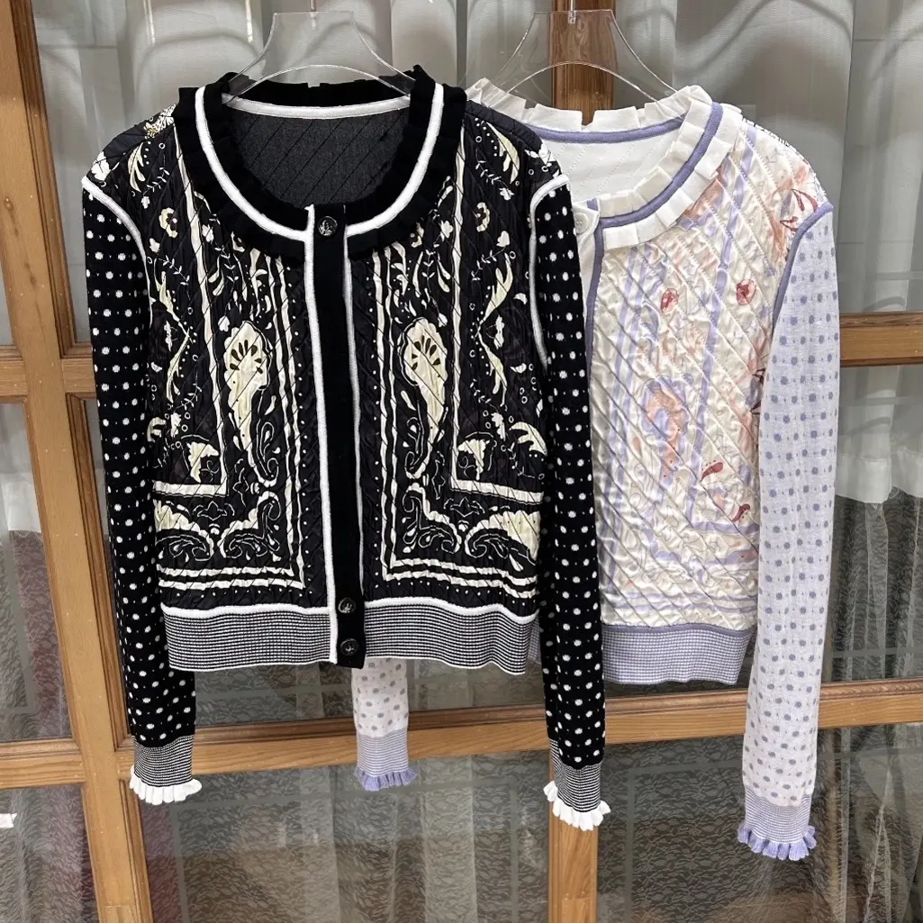 加厚夹棉圆领毛针织衫静奢风针织女长袖百搭开衫上衣欧美风外套女