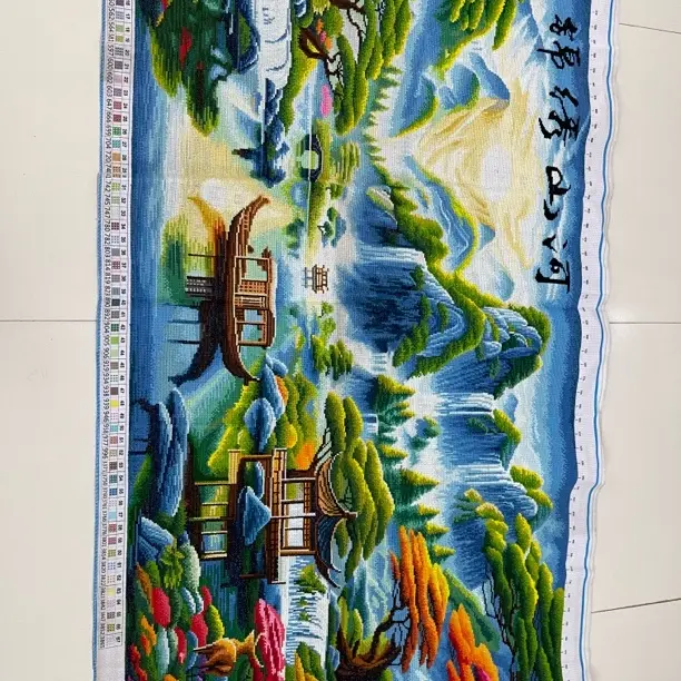 蓬莱仙境大幅大气手工线绣十字绣客厅装饰自己绣