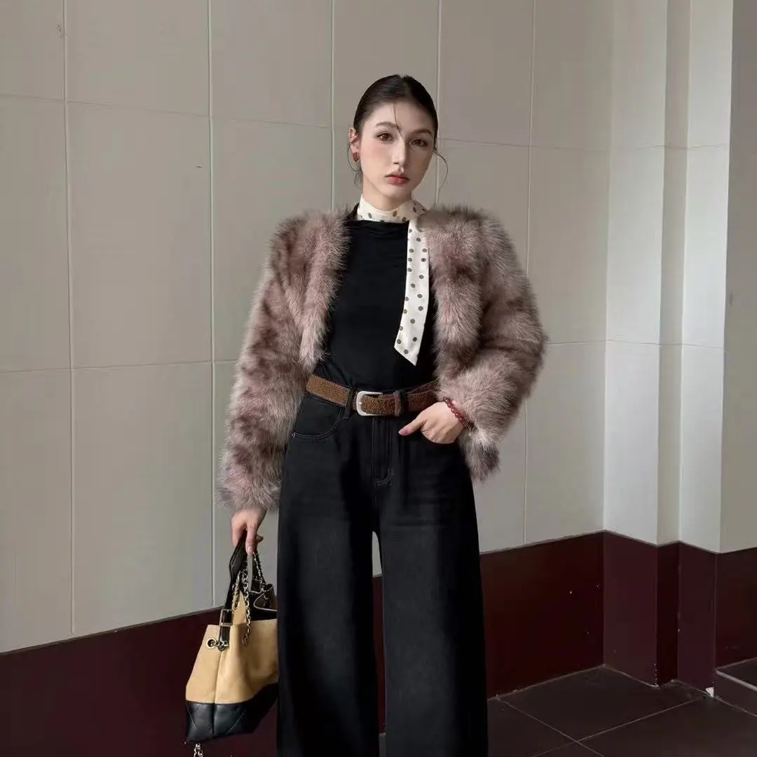 秋季新款高腰宽松显瘦百搭阔腿加绒牛仔裤女