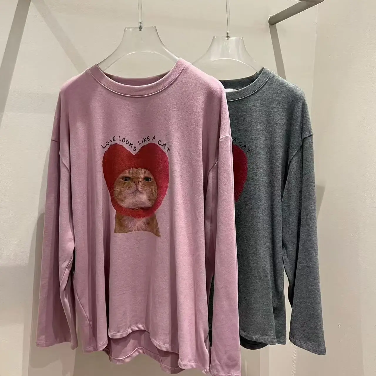 万万韩代猫咪T恤灰色no退换