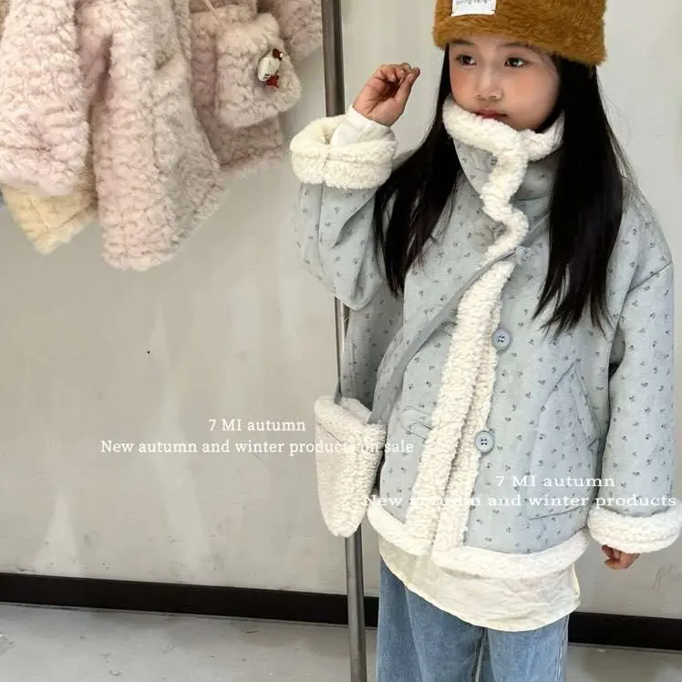 新款女童冬季加绒加厚毛茸茸外套