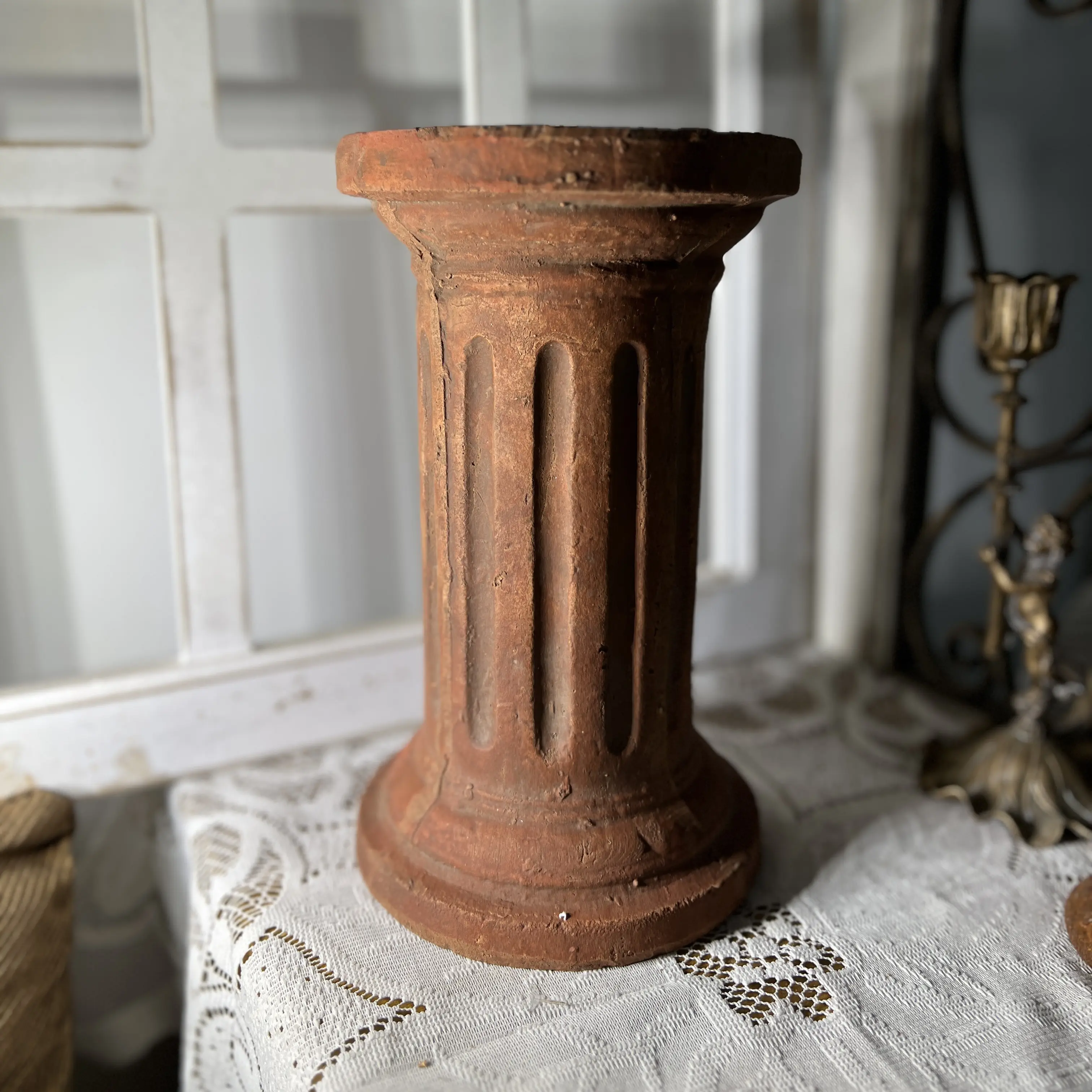 手压粗陶复古做旧罗马柱（直径14高度24.5）
