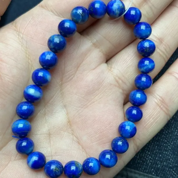 天然青金石圆珠手串阿富汗级克莱因蓝单圈手链