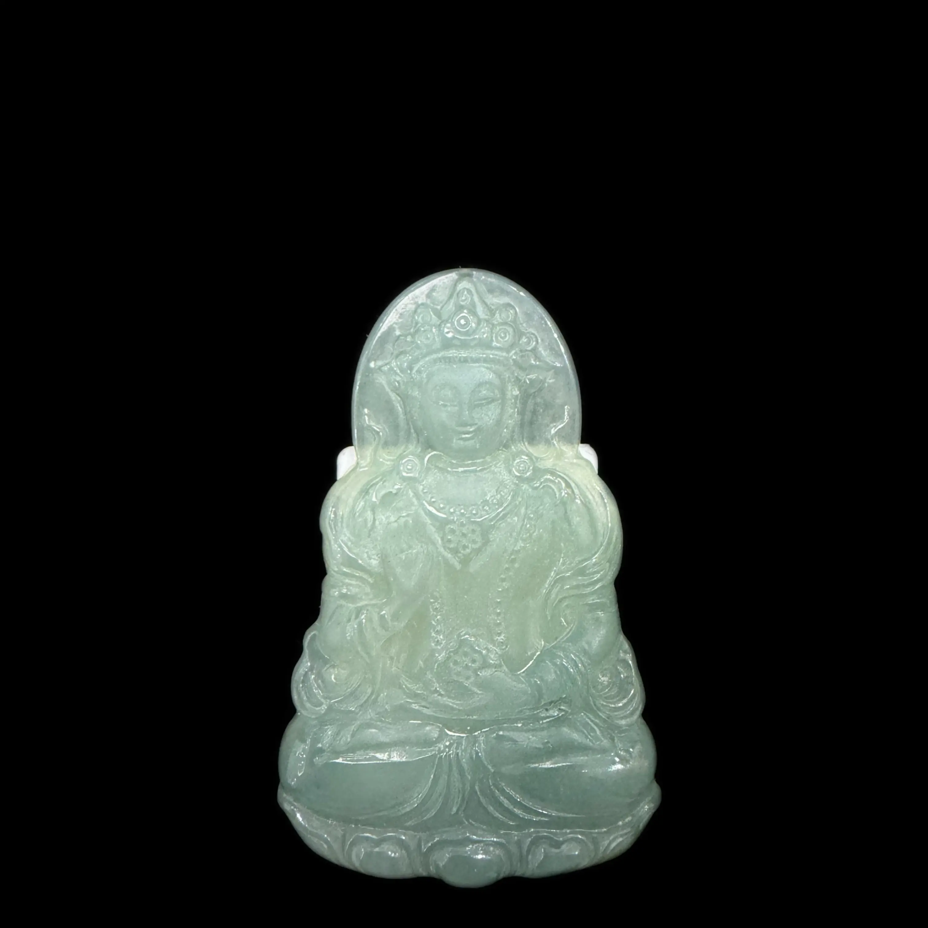 天然缅甸A货糯冰翡翠观音吊坠3-291