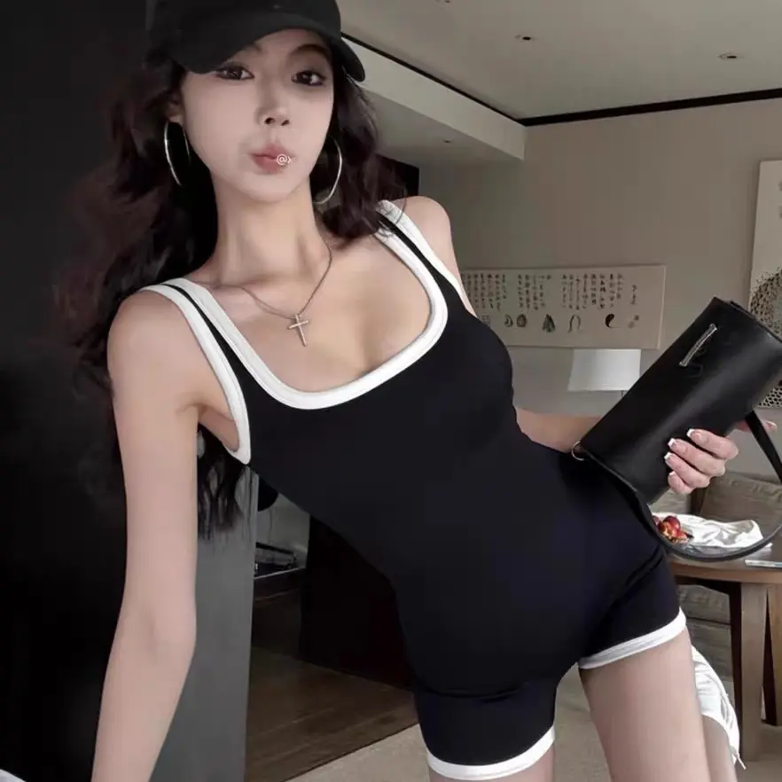 女士健身连泳衣体衣带胸垫性感紧身显瘦运动服