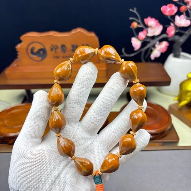YIN XIANG印象铁核18*梅林水晶核精抛亮面款橄榄核手串