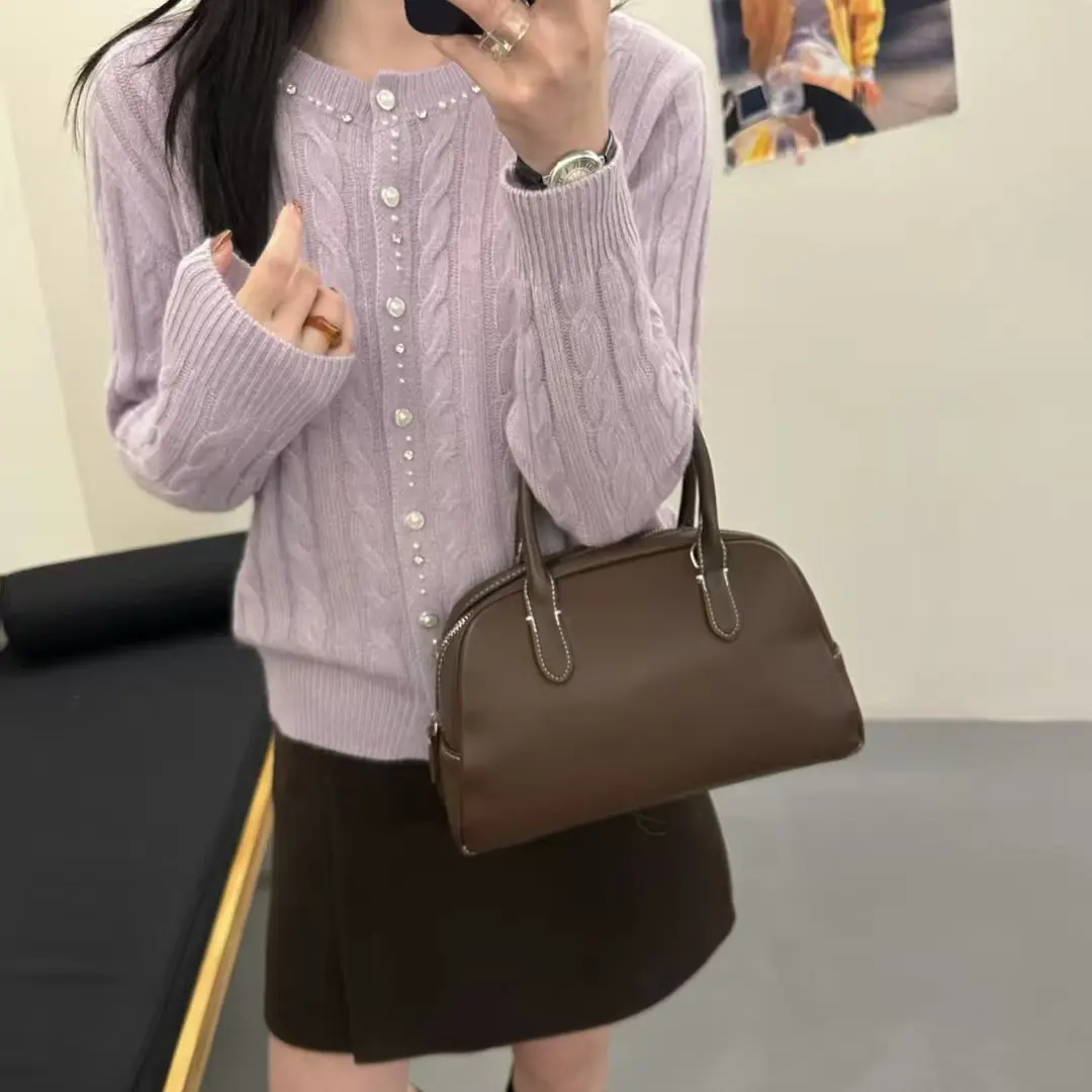 纯色包袖丹宁风冬季不褪色针织厚款毛针织衫不掉色