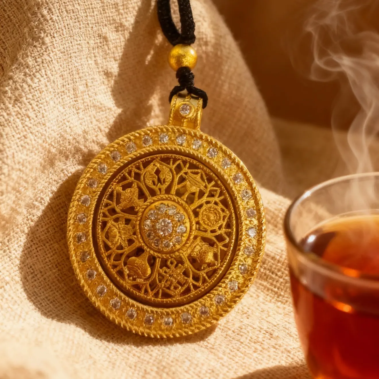 合金吊坠 【时来运转】八宝罗盘新中式吊坠男女轻奢时尚饰品项链