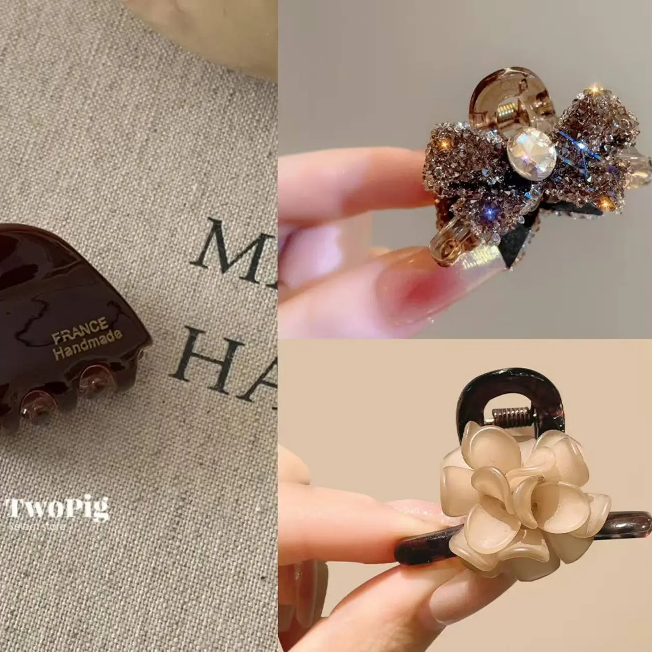 精致山茶花小抓夹 3支