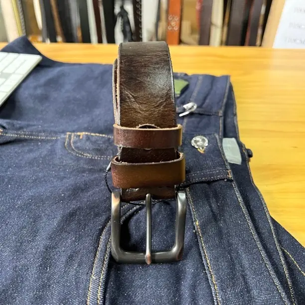 029#复古头层牛皮男士皮带手工针扣百搭休闲真皮腰带男款