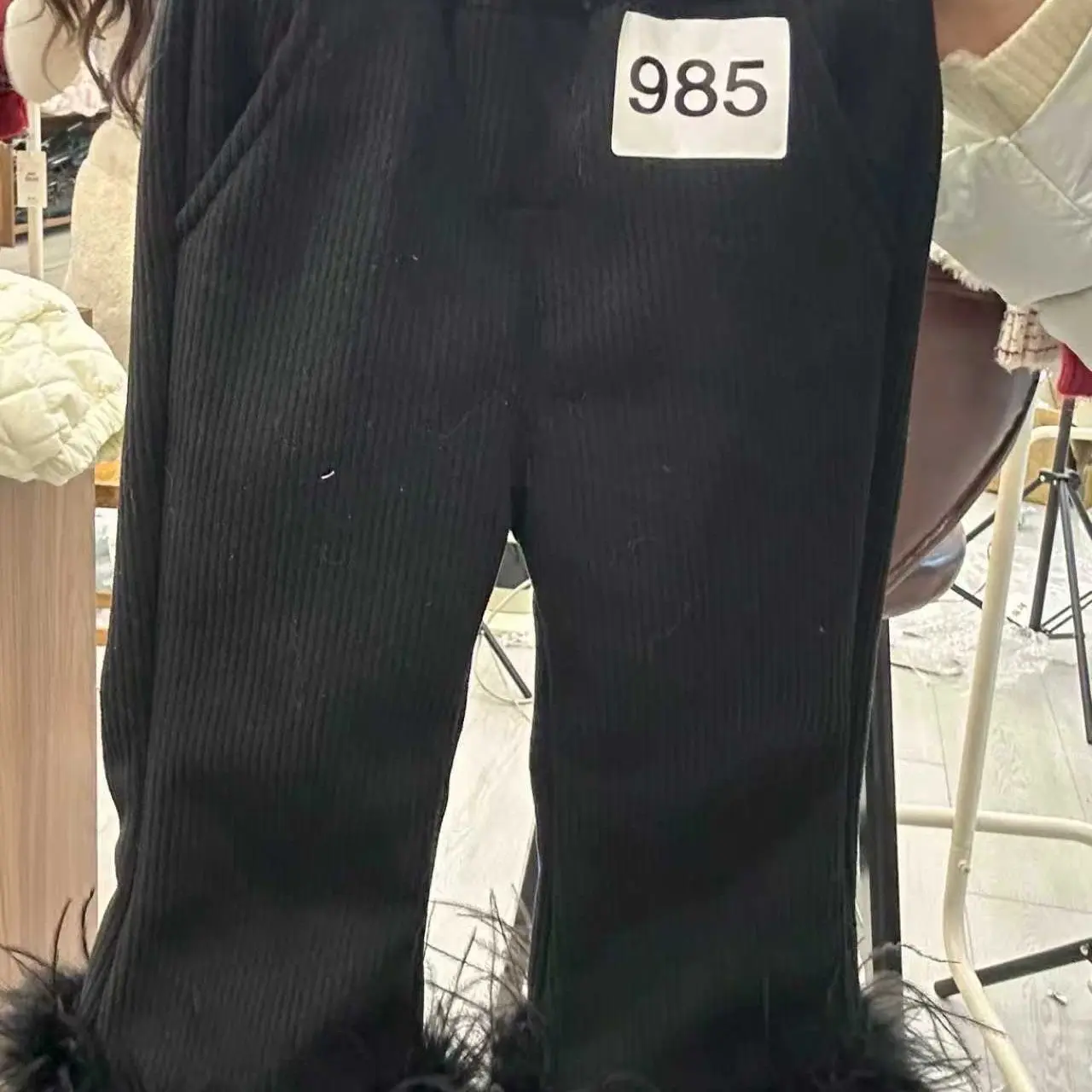 One朵-秋冬女童加绒韩版百搭休闲微喇裤