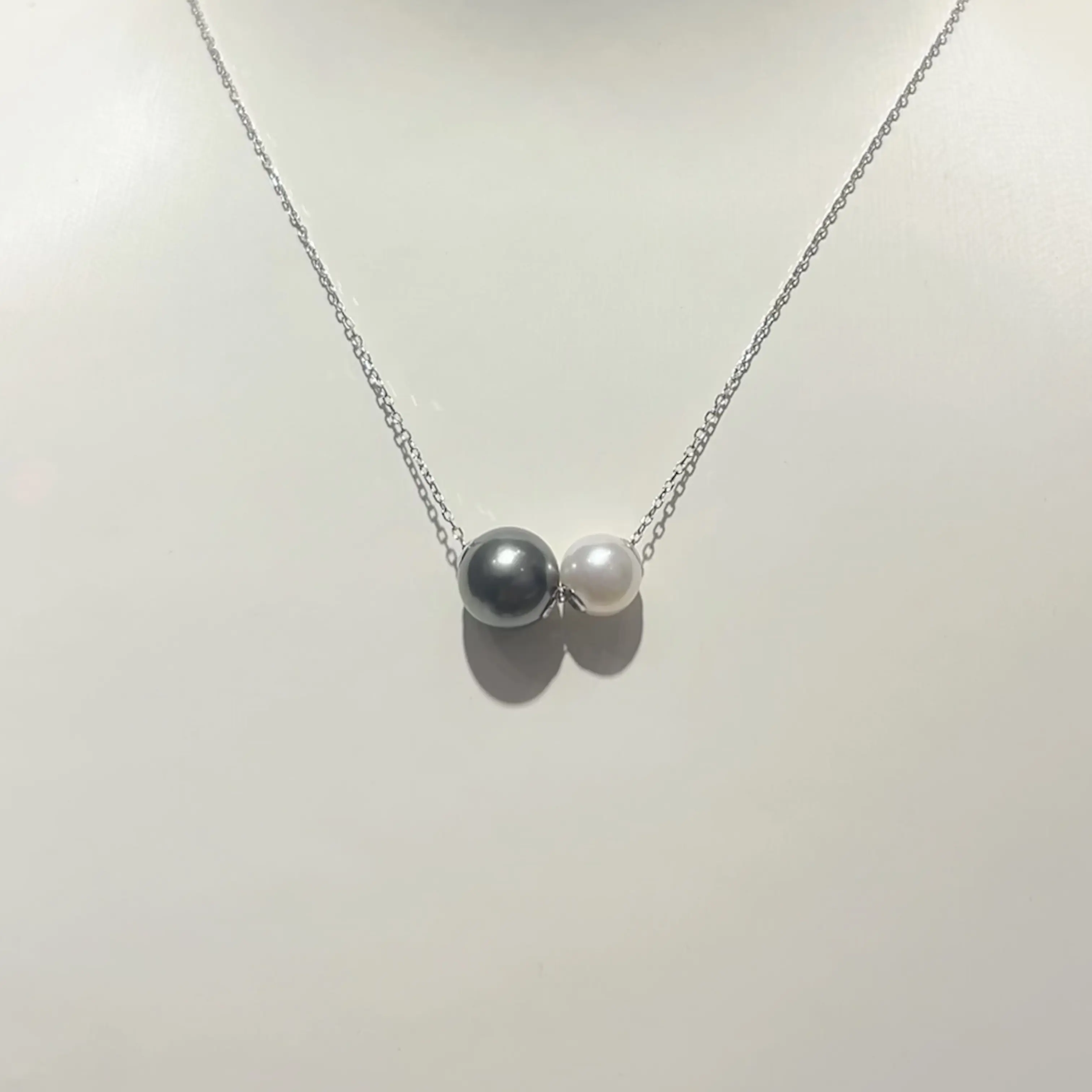 海水大溪地AKOYA珍珠双珠路路通简约吊坠项链