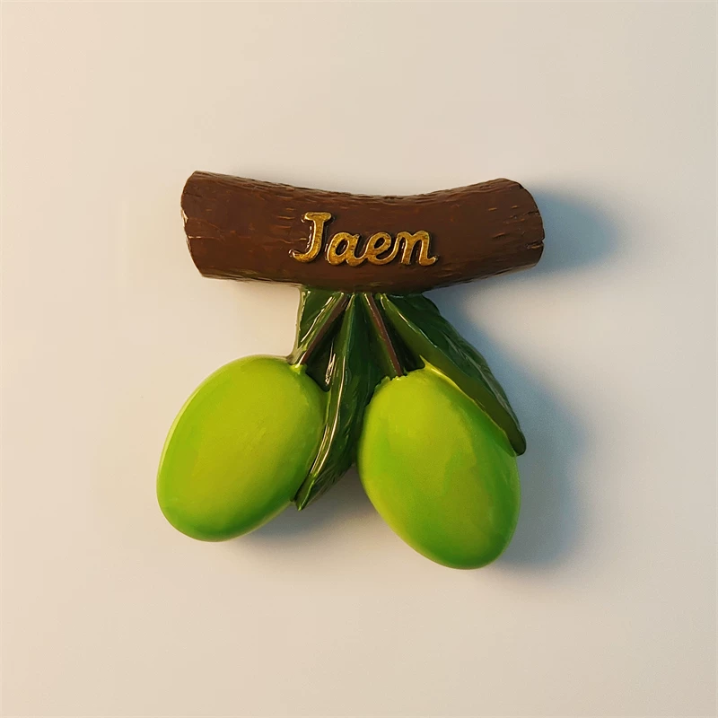 西班牙哈恩省创意绿橄榄旅游纪念品立体彩绘家居装饰磁力贴冰箱贴